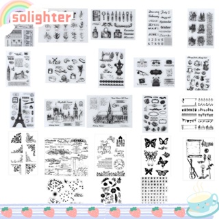 Solighter แสตมป์ซิลิโคนใส รูปผีเสื้อ ดอกไม้ แฮนด์เมด สําหรับตกแต่งสมุดภาพ การ์ด ของขวัญ งานฝีมือ DIY