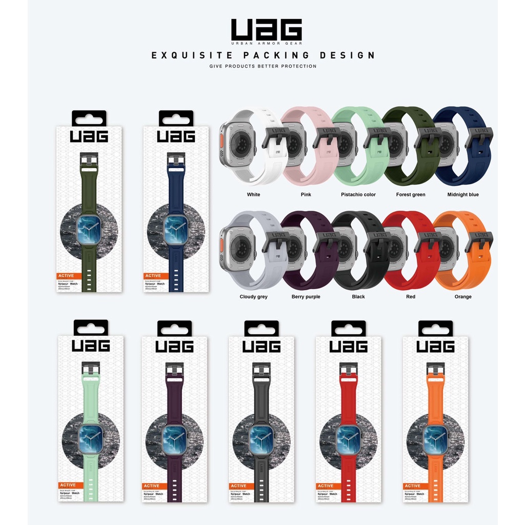 [พร้อมส่ง] UAG รุ่น Scout Silicone สายนาฬิกาสำหรับ Apple Watch Ultra, SE 2-1, 8-1 Series 38 40 41 42 44 45 49 mm มม