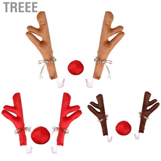 Treee Car Reindeer Antlers Nose Set Cute Funny with Bells for Christmas Decoration