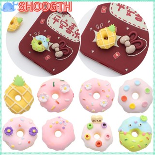 Shoogth ตุ๊กตาโดนัทเรซิ่น ด้านหลังแบน DIY สําหรับตกแต่งบ้านตุ๊กตา