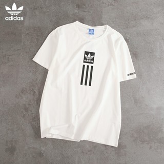 Adidas ของแท้ 100% เสื้อยืดลําลอง แขนสั้น ผ้าฝ้ายถัก ลายโลโก้พอร์ซเลน คุณภาพสูง สําหรับผู้ชาย