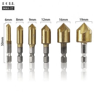 ⭐NEW ⭐6pcs HSS Countersink Drill Bit Set Hex Shank 5 Flute Chamfering Cutter 6mm-19mm