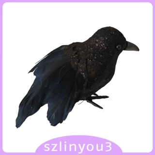 [Szlinyou3] อีกาปลอม เหมือนจริง สีดํา สําหรับตกแต่งปาร์ตี้ฮาโลวีน ในร่ม กลางแจ้ง