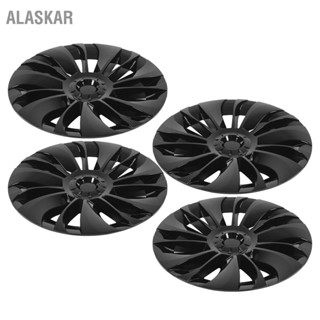 ALASKAR 4 Pcs 19inผิวล้อHub Cap GlossyสีดำขอบฝาครอบHubcapsสำหรับTeslaรุ่นY 2020 ถึง 2023