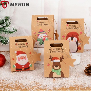 Myron ถุงกระดาษคราฟท์ ลายซานตาคลอส คริสต์มาส สําหรับใส่ขนม คุกกี้ ของขวัญคริสต์มาส 24 ชิ้น