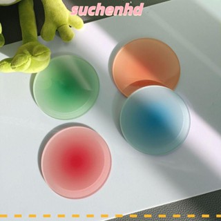 Suchenhd ที่รองแก้วอะคริลิค ทรงกลม 3.8 นิ้ว สีแดง ส้ม ฟ้า เขียว 4 ชิ้น