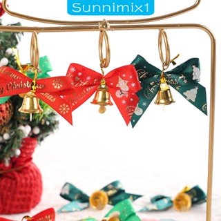 [Sunnimix1] โบว์คริสต์มาส พร้อมกระดิ่ง สําหรับตกแต่งต้นคริสต์มาส 5 ชิ้น