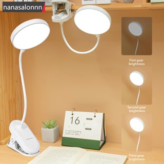 Nanasn| โคมไฟตั้งโต๊ะอ่านหนังสือ LED 3 โหมด หรี่แสงได้ ถนอมสายตา พร้อมคลิปหนีบ USB F8O1