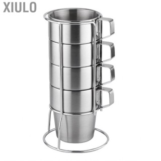 Xiulo Thermal Mug  Double Layer Easy To Clean Stainless Steel Coffee Cup Stackable 4 Pcs European Style for Indoor