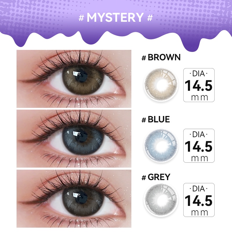 Beauty Eyes คอนแทคเลนส์✨fashion contact Lens Mystery ตาโต💖Brown/Gray/Blue 14.5mm-1 คู่ B905-0.00