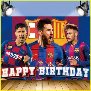 ใหม่ แบนเนอร์ธีมฟุตบอล Messi Neymar Suarez MSN สําหรับตกแต่งพื้นหลังถ่ายภาพ