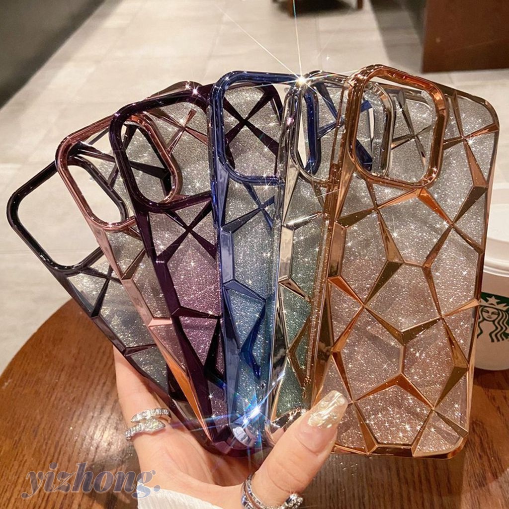 เคสโทรศัพท์มือถือ กันกระแทก ป้องกันรอยขีดข่วน เคลือบไฟฟ้า ลายเพชร ประดับกลิตเตอร์ พร้อมช่องใส่บัตร หรูหรา สําหรับ iPhone 15 Pro Max 14Pro