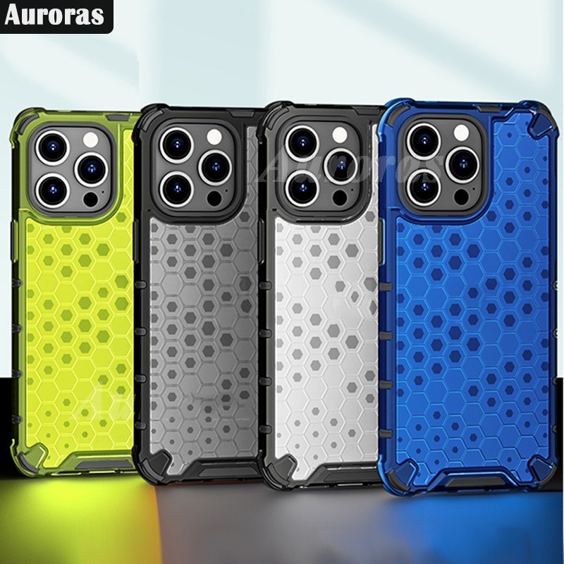 หรูหรารังผึ้งถุงลมนิรภัยเกราะกันกระแทกเคสใสสําหรับiPhone 17 17e 16e 16 15 14 13 Pro Max Air 14 15 Plus Hard Clearกันกระแทกกันชนเคสโทรศัพท์ฝาครอบ