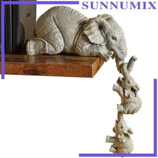 [Sunnimix] ฟิกเกอร์เรซิ่น รูปช้าง และแม่ และลูกสองตัว สีเทา สําหรับตกแต่ง 2 ชิ้น