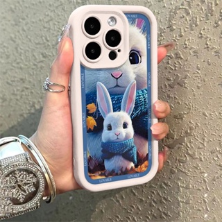 เคสโทรศัพท์มือถือ ผ้าวูล แบบนิ่ม กันกระแทก ลายกระต่าย สําหรับ Apple Iphone 13 14promax 12 11 7 8