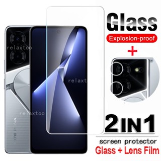 2in1 Full Curved Screen Protector Tempered Glass Film For Tecno Pova 5 Pro Pova5 Pova5Pro LH8n LH7n 2023 Clear Tempered Phone Film Camera Back Lens Protect Film Glass Phone Film