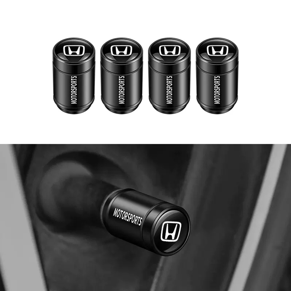 ฝาครอบวาล์วยางรถยนต์ สีดํา อุปกรณ์เสริม สําหรับ Honda Series Stem Cap Car Air Cover Car Accord Civic CR-V URV Pilot EX EX-L Trim 4 ชิ้น