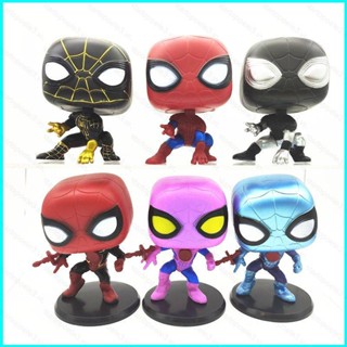Star3 โมเดลฟิกเกอร์ FUNKO POP Marvel Spider-Man Gwen Stacy Black Gold Spiderman ของเล่นสําหรับเด็ก 6 ชิ้น