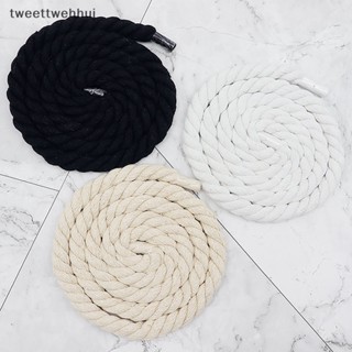 เชือกผูกรองเท้าผ้าใบ ผ้าฝ้าย ทรงกลม หนา 1 ซม. สีสันสดใส สําหรับรองเท้าวิ่ง