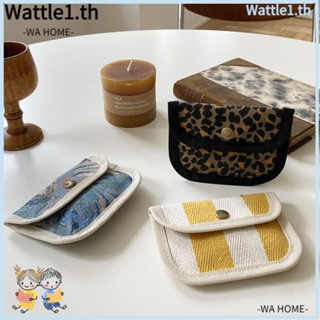 Wttle กระเป๋าใส่เหรียญ ผ้าแคนวาส พิมพ์ลายทาง น้ําหนักเบา แบบพกพา