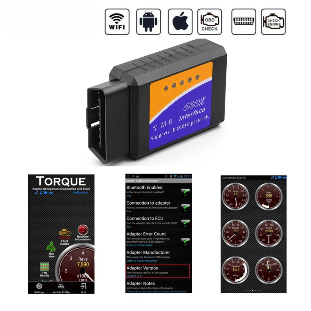 Lt เครื่องสแกนเนอร์วินิจฉัยรถยนต์ OBD2 ELM327 V2.1 ELM 327 V1.5 ELM327