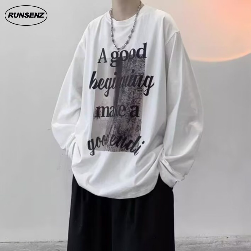 เสื้อยืดแขนยาวลําลอง ทรงหลวม ขนาดใหญ่ สําหรับผู้ชาย ไซซ์ M - 8XL
