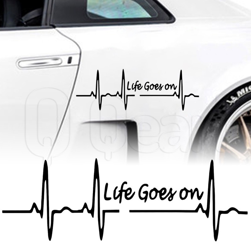 สติกเกอร์ ลายตัวอักษร Life Goes On Car มีกาวในตัว กันน้ํา สีดํา สําหรับตกแต่งภายนอกรถยนต์