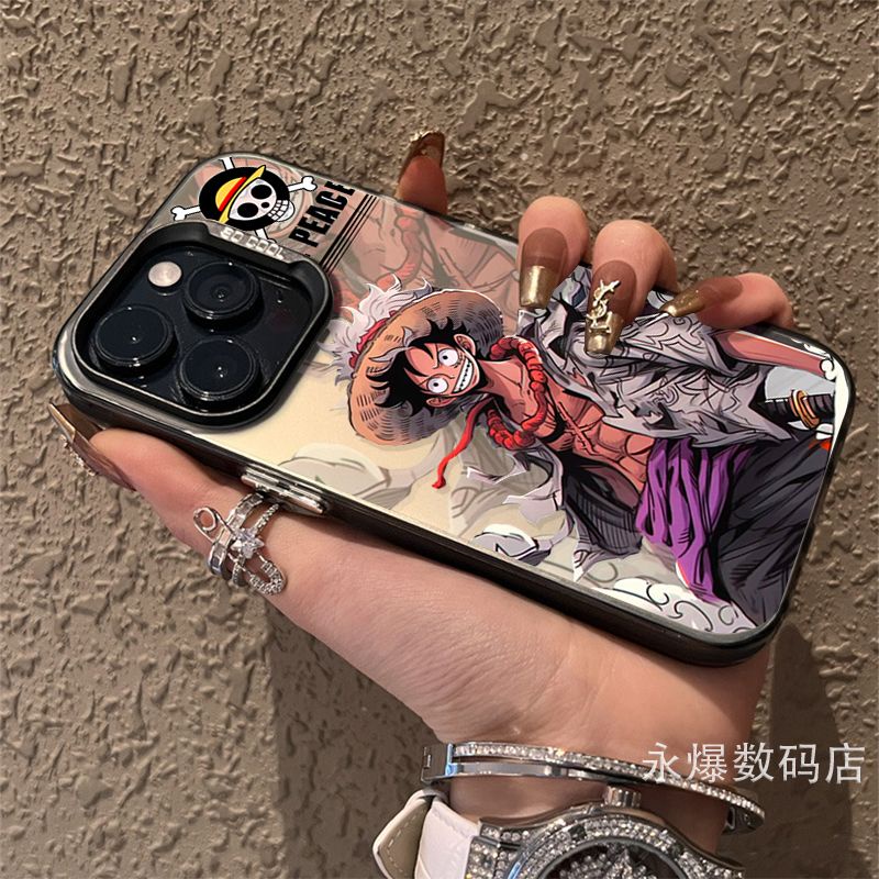 เคสโทรศัพท์มือถือแบบนิ่ม ลายลูฟี่ วันพีซ ปุ่มโลหะ สําหรับ Iphone 14promax 13pro 12 11 7p UD31