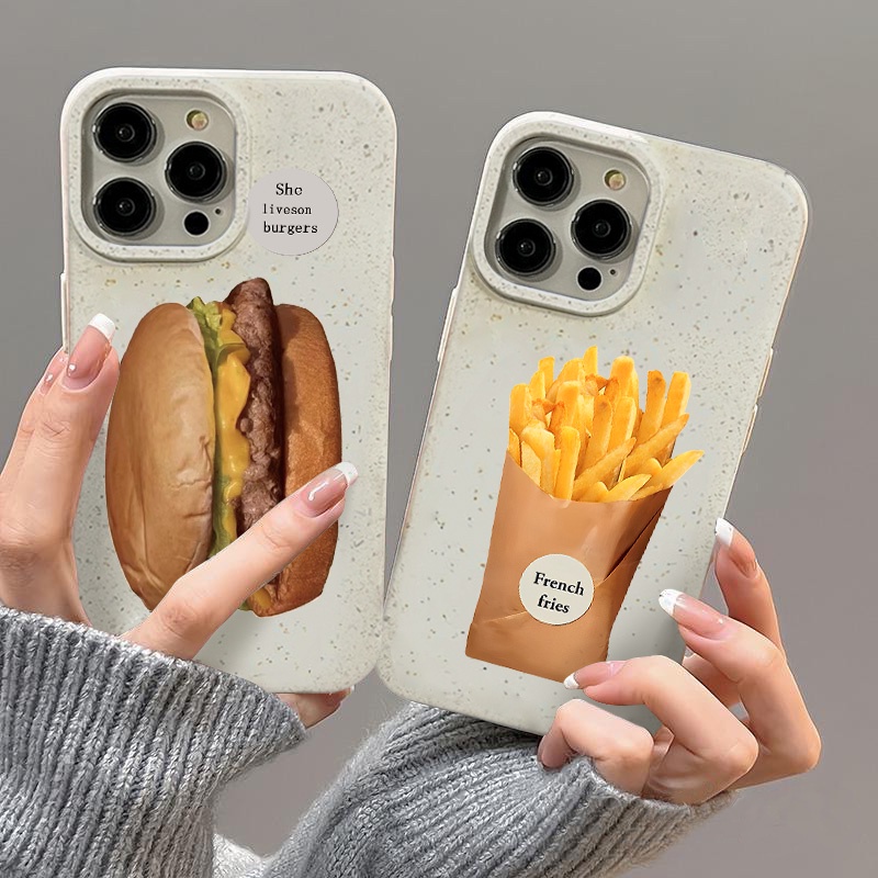 เบอร์เกอร์ทอด TPU เคสสำหรับไอโฟน เคส For iPhone 15 11 14 12 13 Pro Max 7 8 Plus X XR XS Max เคสโทรศัพท์มือถือแบบนิ่ม
