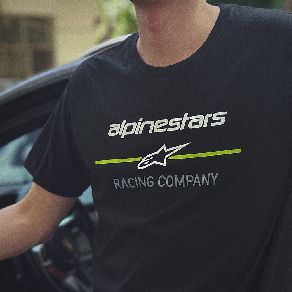 Attitude ALPINESTARS เสื้อยืดลําลอง แขนสั้น พิมพ์ลายโลโก้ตัวอักษร Italy A Star สีดํา และสีเทา