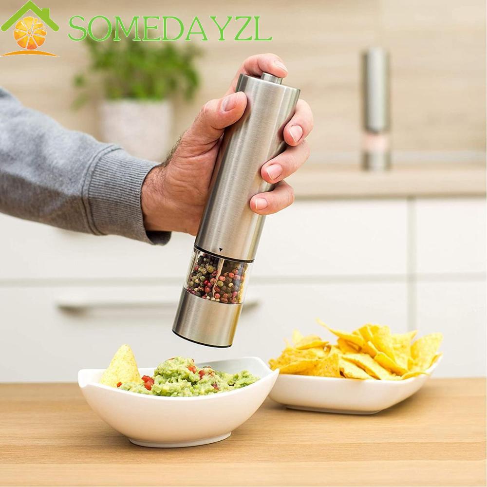 Somedayzl เครื่องบดพริกไทย เกลือ พริกไทย แบบอัตโนมัติ สเตนเลส เติมได้