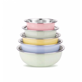 GlobalHouse SANE ชุดกะละมังสเตนเลส 5 ใบ คละสี DUBUO สินค้าขอ…