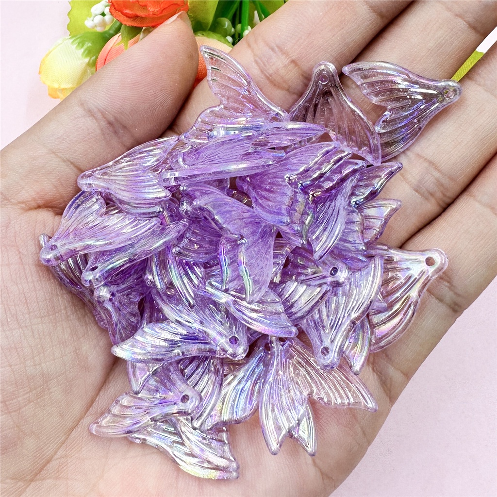 100 ชิ้น อะคริลิคใส สีหางปลา ลูกปัด สร้อยคอแฟชั่น สร้อยข้อมือ ลูกปัดวัสดุ ผู้หญิง เด็กผู้หญิง DIY เครื่องประดับ ของขวัญ