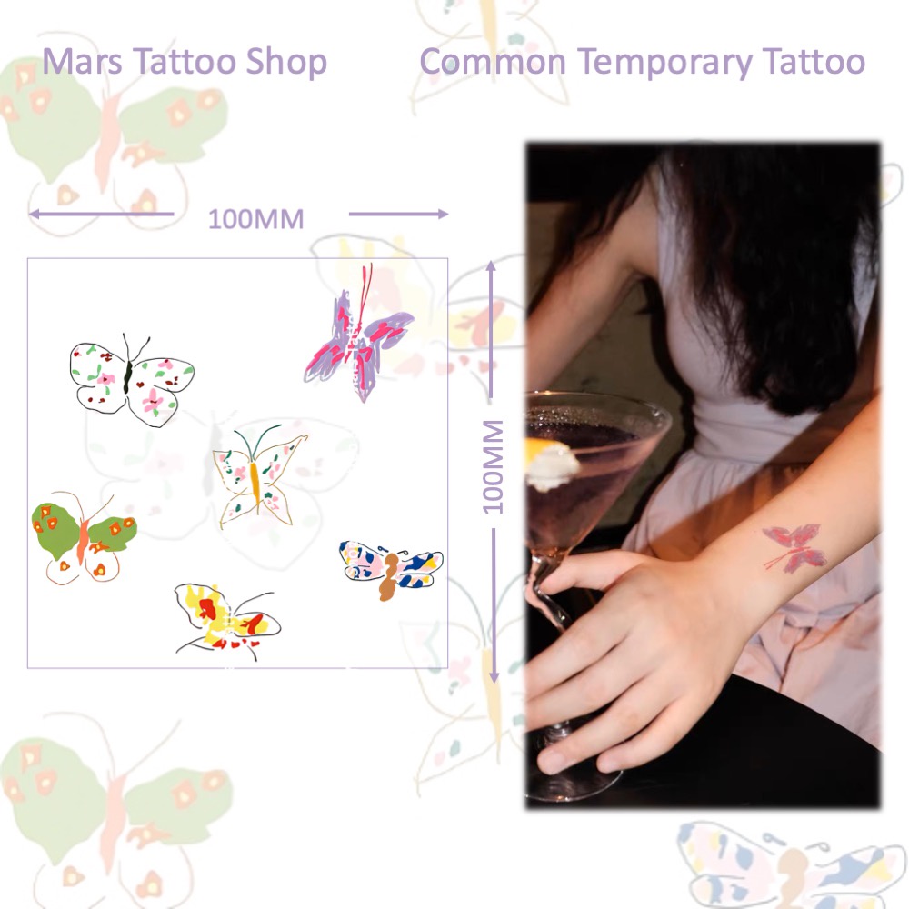 【Mars Tattoo】สติกเกอร์รอยสักชั่วคราว ลายผีเสื้อ ผีเสื้อ ติดทนนาน CX060