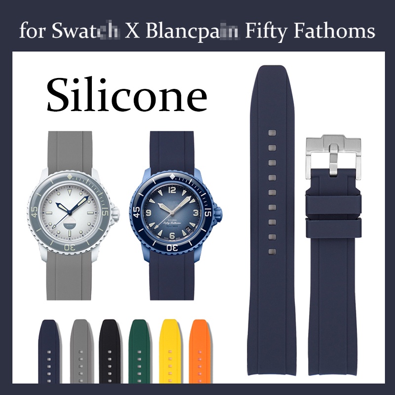 สายนาฬิกาข้อมือซิลิโคน แบบโค้ง 22 มม. สําหรับ Swatch X Blancpain Fifty Fathoms