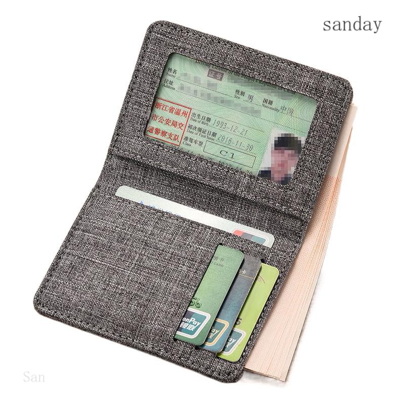 กระเป๋าสตางค์ ผ้าแคนวาส ใบสั้น แบบบางพิเศษ ใส่บัตรขับขี่ได้ แบบเรียบง่าย สําหรับผู้ชาย และผู้หญิง
