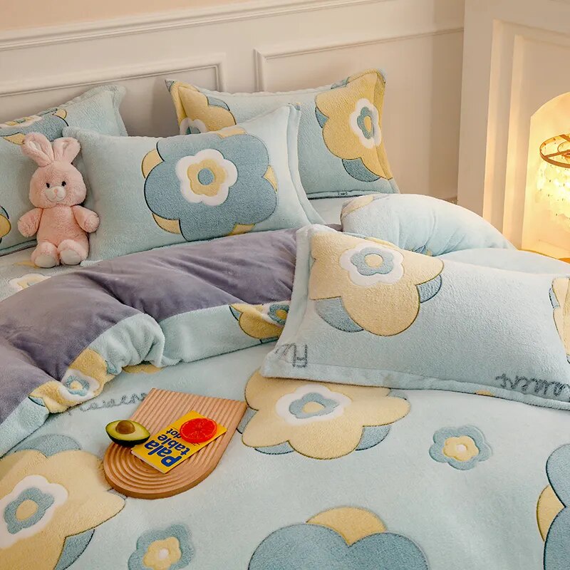 Winter Thick Duvet Cover Flannel Coral Fleece Warm Single Double Queen King Size Quilt cover Double 