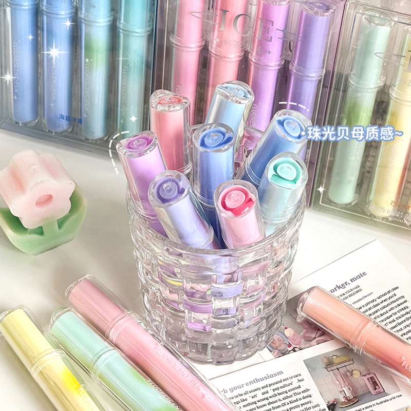 ชุดปากกามาร์กเกอร์ เรืองแสง ไล่โทนสี จุของได้เยอะ DIY สําหรับนักเรียน จํานวน 4 ชิ้น