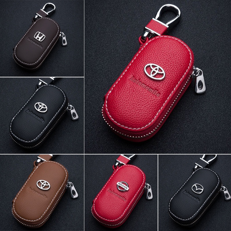 เคสกุญแจรีโมทรถยนต์ แบบหนัง ลายโลโก้ สําหรับ Perodua Proton Toyota Honda