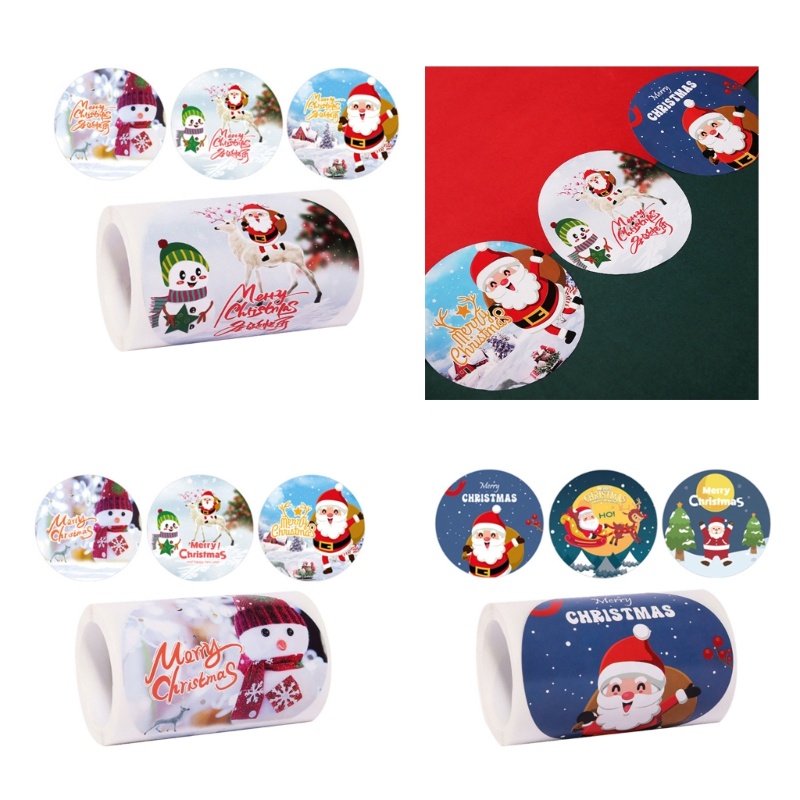Zzz 100 ชิ้นคริสต์มาสห่อสติ๊กเกอร์ฉลากคริสต์มาสห่อสติ๊กเกอร์