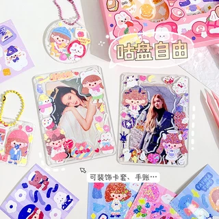(100 ชิ้น/กล่อง) ชุดสติกเกอร์การ์ตูนเลเซอร์ สมุดโน้ต น่ารัก สติกเกอร์ DIY สําหรับเด็ก