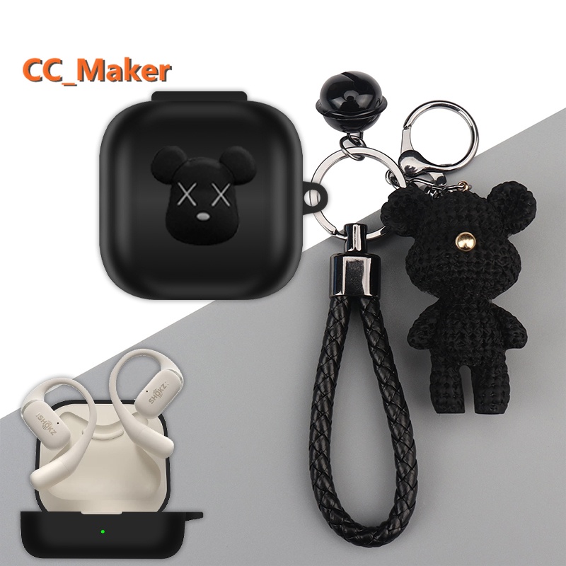 For Shokz OpenFit Case Cartoon Bulldog Keychain Pendant Pokémon Pikachu Shokz OpenFit Silicone Soft Case Shokz OpenFit Shockproof Case Cover