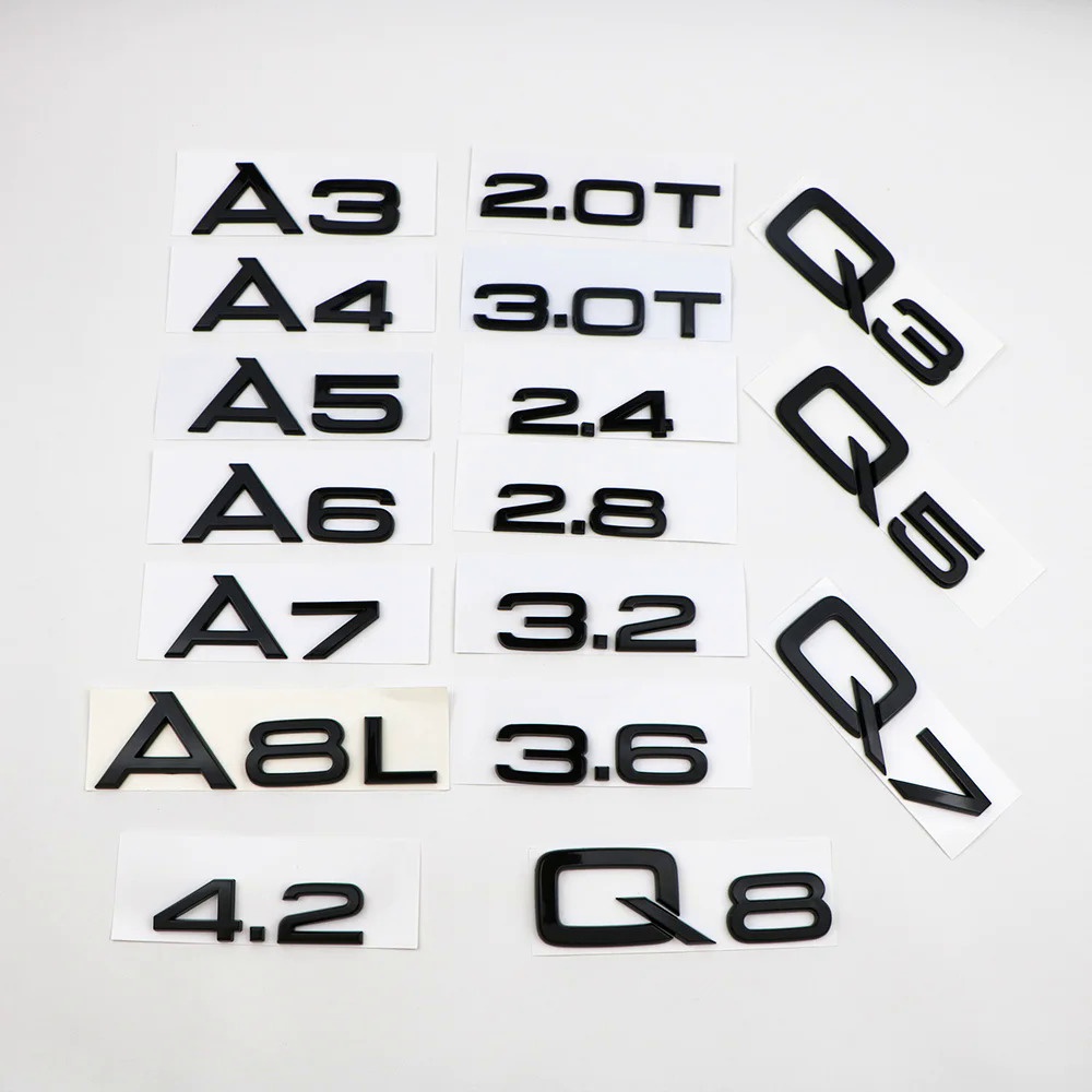 For Audi A3 A4 A5 A6 A7 A8 Q3 Q5 Q7 3.2 3.0T 2.0T 4.2 2.4 3.6 Rear Trunk Emblem Logo Badge Sticker C