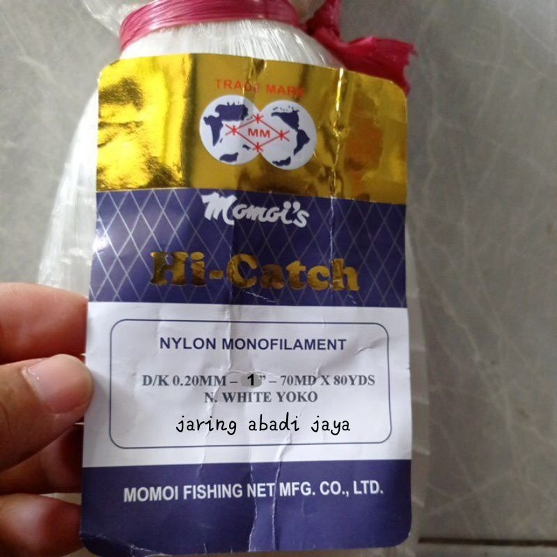 MOMOI FISHING NET 1 INCH 0.20 70MD/80YDS YOKO MATERIAL NET SMALL FISHING NET MOMOI NET
