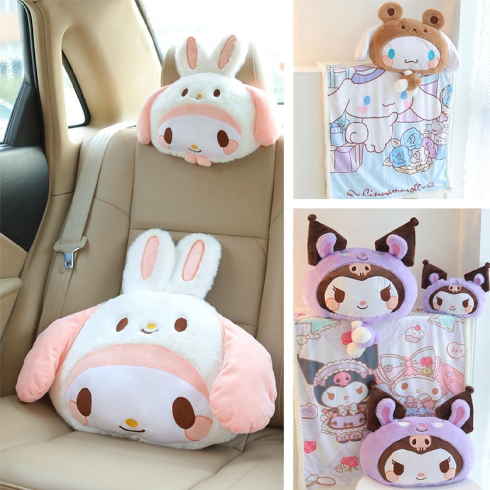Forbetter Kuromi Plush รถหมอน, Kuromi สบาย Kuromi เบาะรถ,ยัดไส้โยนหมอน Kawaii อะนิเมะนุ่ม Melody รถ Headrest เบาะหลังเก้าอี้รถ