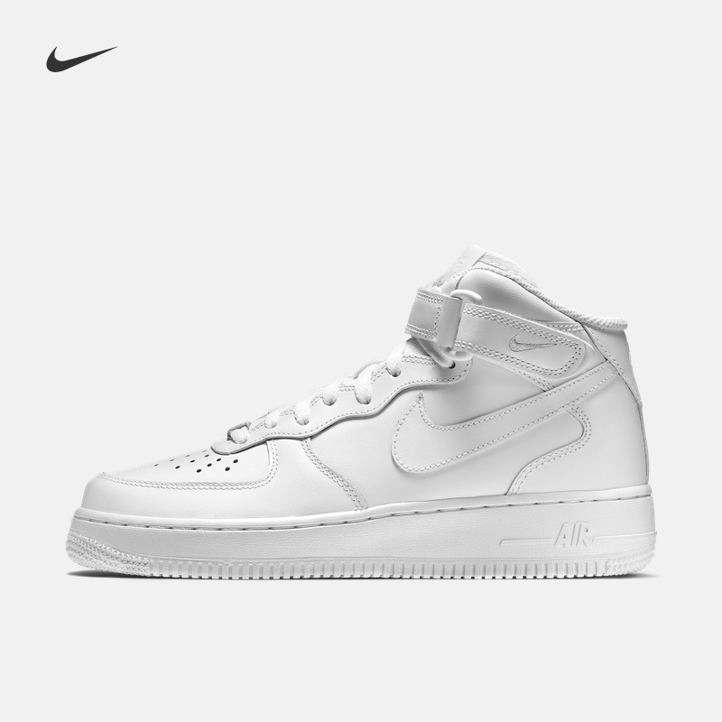 Nike Air Force 1 Mid '07 Original High Top Sports Men's Casual Women's Shoes Pure White "Pure Black