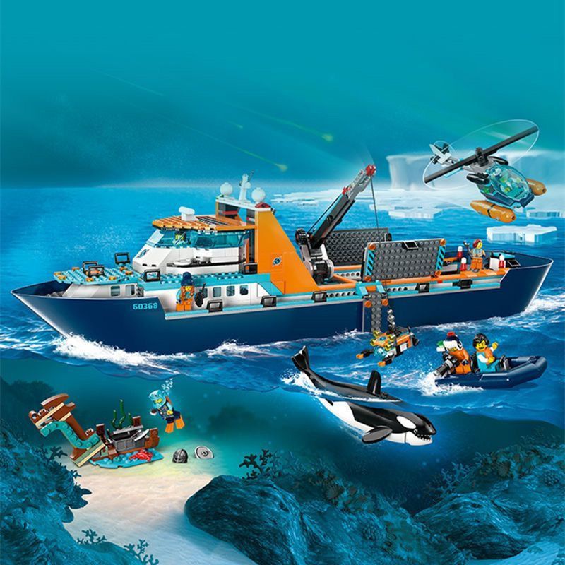 บล็อกตัวต่อ 60368 Polar Wheel Expedition Ship City Series Building Blocks ประกอบบล็อกเรือ Ocean ฐานข
