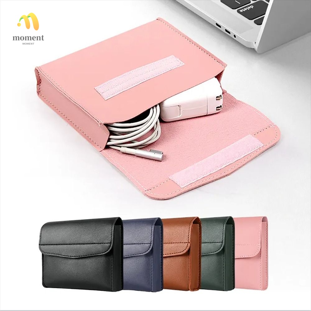 Moment กระเป๋าเก็บเครื่องสําอาง สายชาร์จดิจิทัล หนัง PU HDD U Disk Mouse แบบพกพา