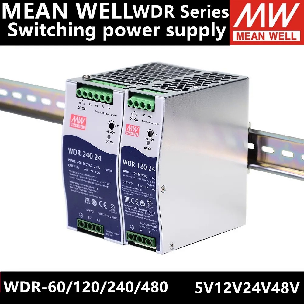 MEAN WELL WDR-240 Series อินพุตกว้างพิเศษอุตสาหกรรม Din Rail 240W Slim Power Supply WDR-240-24 WDR-2