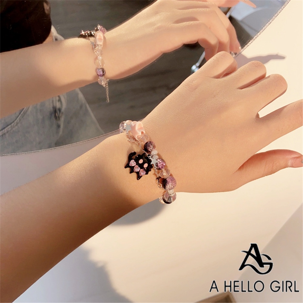 A HELLO GIRL สร้อยข้อมือ จี้รูปแมวน่ารัก ขนาดเล็ก สไตล์เกาหลี สําหรับผู้หญิง